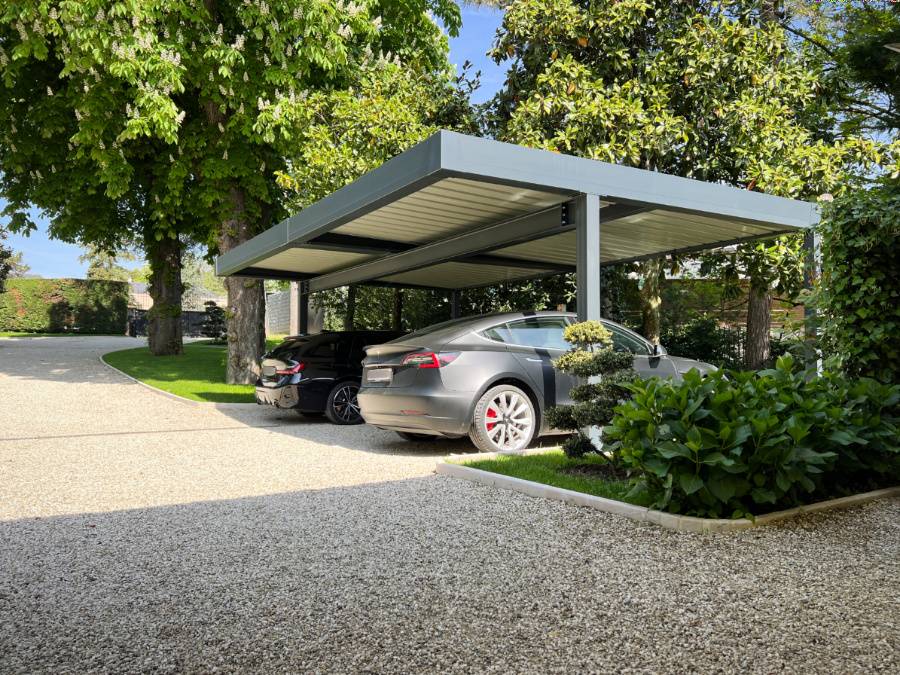 Un carport double à Chambésy : une réalisation hors normes carport alu haut de gamme suisse
