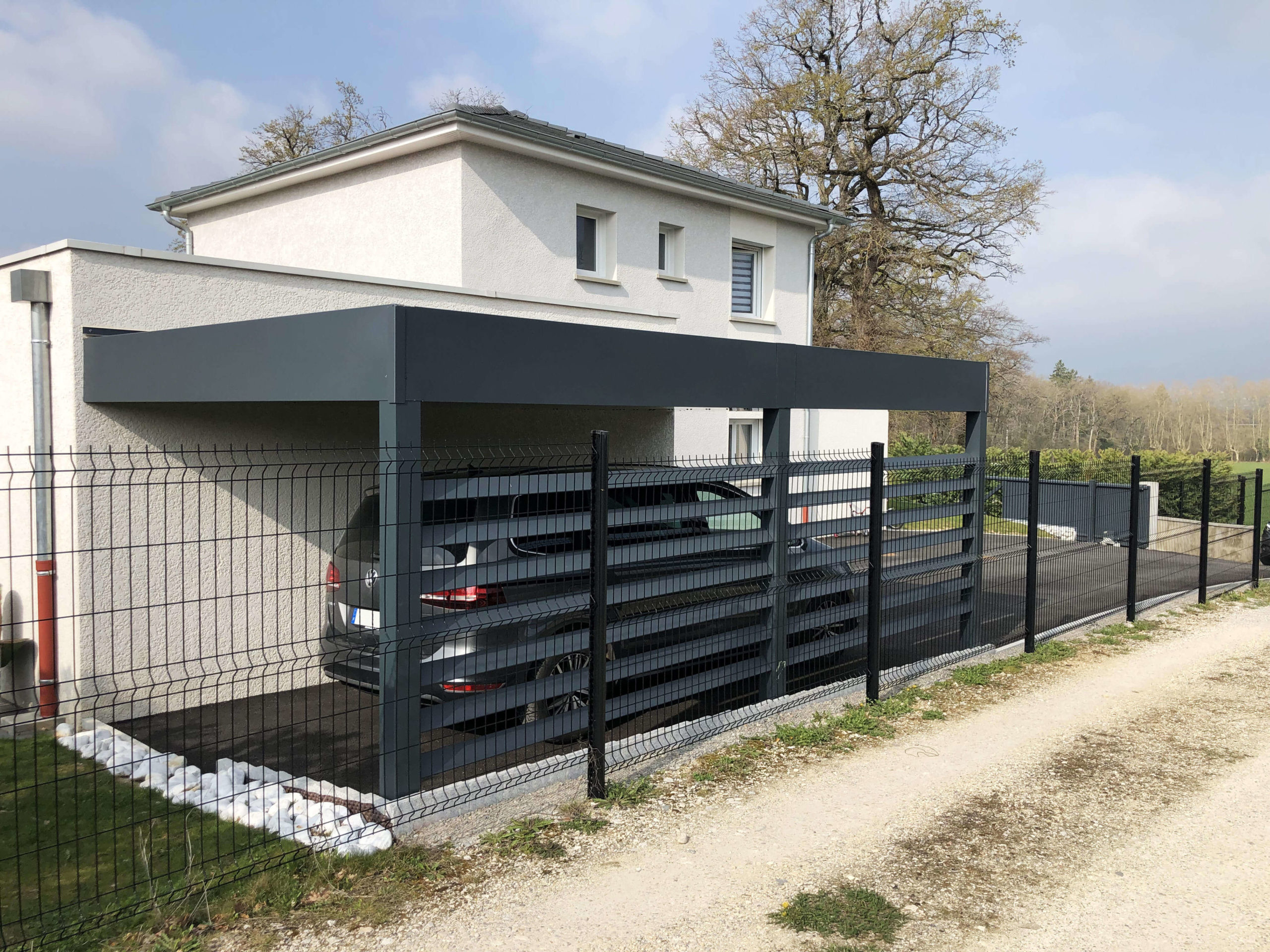 Carport Aluminium Toiture Végétalisée - Gex carport vegetalise aluminium scaled