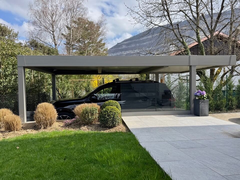 Carport aluminium sur mesure à Veyrier carport simple veyrier vue profil 02